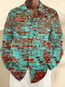 Royaura® Geometric Art Print Men's Button Pocket Hawaiian Long-Sleeve Shirt Big & Tall