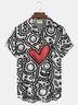 Royaura® Geometric Heart Print Men's Short-Sleeve Hawaiian Shirt with Button Pockets for Valentine's Day Big & Tall