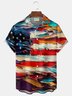 Royaura® Retro Art Oil Painting Flag Print Men's Button Pocket Short-Sleeve Hawaiian Shirt Big & Tall