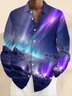 Royaura® Mens Christmas shirts  Aurora Gradient Print Men's Button Pocket Hawaiian Long-Sleeve Shirt Novelty Christmas shirts  Big & Tall
