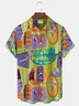 Royaura® Retro TIKI Art Print Men's Button Pocket Hawaiian Short-Sleeve Shirt Big & Tall