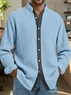 Royaura® Waffle-textured color-blocked men's long-sleeved shirt Big & Tall