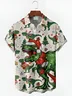 Royaura® Retro Holiday Christmas Dinosaur Print Men's Button Pocket Short Sleeve Shirt Big & Tall