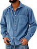 Royaura® Basic Corduroy Striped Men's Long-Sleeved Shirt With Button Pockets Big & Tall