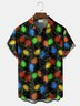 Royaura® Retro Holiday Christmas Multicolor Lights Print Men's Button Pocket Short Sleeve Shirt Big & Tall