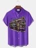 Royaura® Mardi Gras Car Print Men's Button-Down Short-Sleeve Hawaiian Shirt Big & Tall