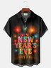Royaura® Men's Happy New Year Explosive Fireworks Print Retro Short Sleeve Button Down Big & Tall