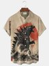 Royaura® Retro Japanese Monster Print Men's Button-Down Short-Sleeve Hawaiian Shirt Big & Tall