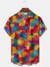 Royaura® Retro Gradient Art Geometric Print Men's Button-Down Short-Sleeve Hawaiian Shirt Big & Tall