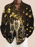 Royaura® Holiday Happy New Year Champagne Print Men's Button-Up Long-Sleeve Hawaiian Shirt Big & Tall