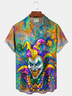 Royaura® Men's Mardi Gras Carnival Clown Print Retro Short Sleeve Shirt Big & Tal