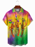 Royaura® Men's Mardi Gras Watercolor Cheering Shrimp Print Retro Short Sleeve Shirt Big & Tall