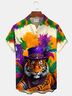 Royaura® Men's Mardi Gras Lnk-Splashing Tiger Print Retro Short Sleeve Shirt Big & Tall