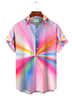 Royaura® Men's Basic Colorful Rays Print Retro Short Sleeve Button Down Big & Tall