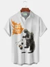 Royaura® Men's Basic Monster Sushi Print Retro Short Sleeve Button Down Big & Tall