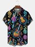 Royaura® Retro Music Print Men's Button-Down Short-Sleeved Hawaiian Shirt Big & Tall