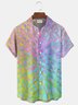 Royaura® Retro Gradient Geometric Print Men's Button-Down Short-Sleeved Hawaiian Shirt Big & Tall