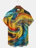 Royaura® Retro Gradient Art Print Men's Button-Down Short-Sleeved Hawaiian Shirt Big & Tall