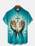 Royaura® Retro Faith Jesus Gradient Print Men's Button-Down Short-Sleeve Hawaiian Shirt Big & Tall