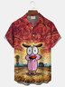 Royaura® Retro Cartoon Art Print Men's Button Pocket Short-Sleeve Holiday Shirt Big & Tall