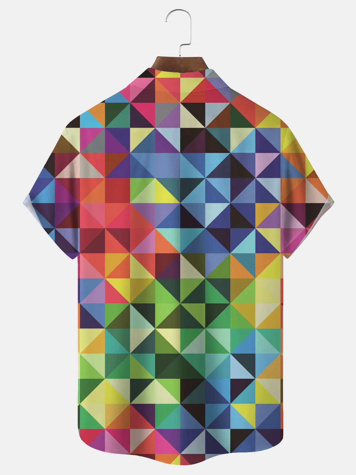 Royaura Geometric Color Block Men's Button Down Pocket Shirt