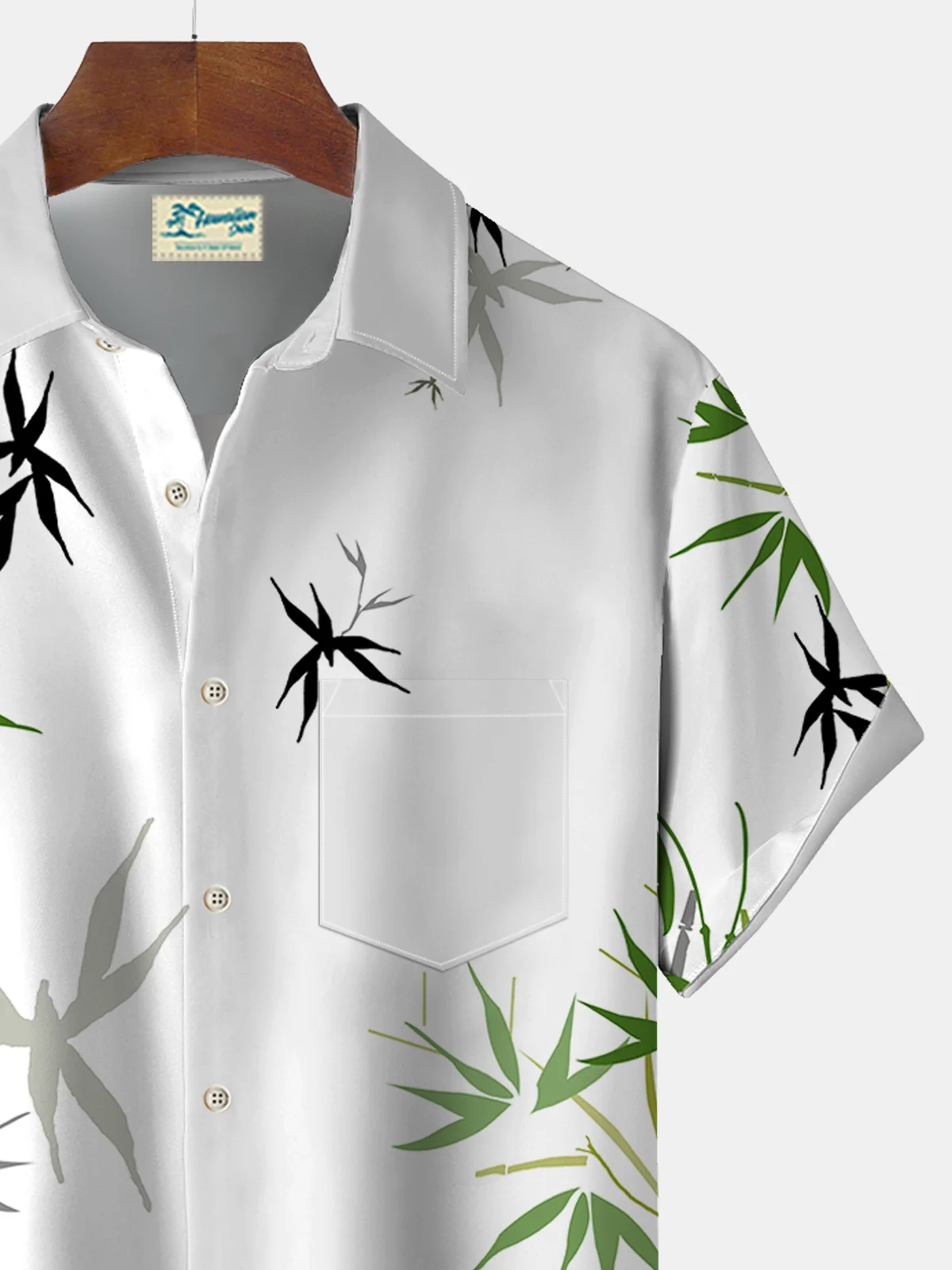 Royaura Bamboo Print Beach Men's Hawaiian Oversized Shirt With Pocket Wrinkle-Free Shirt