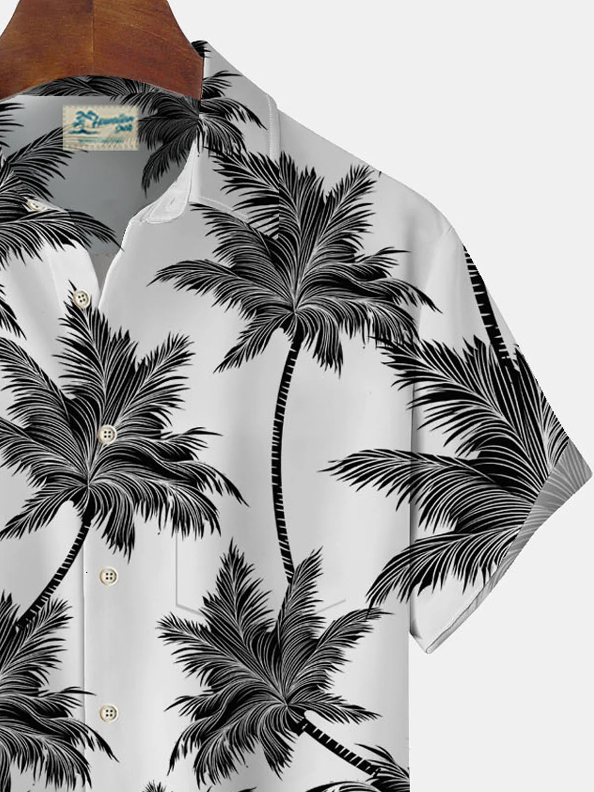 Royaura Hawaiian Coconut Tree Print Men's Button Pocket Short Sleeve Shirt Two-Piece Set