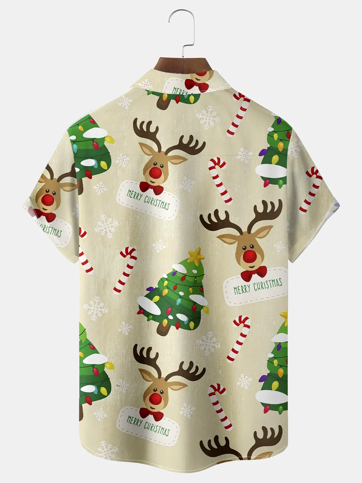 Royaura Holiday Christmas Sika Deer Print Men's Button Pocket Shirt