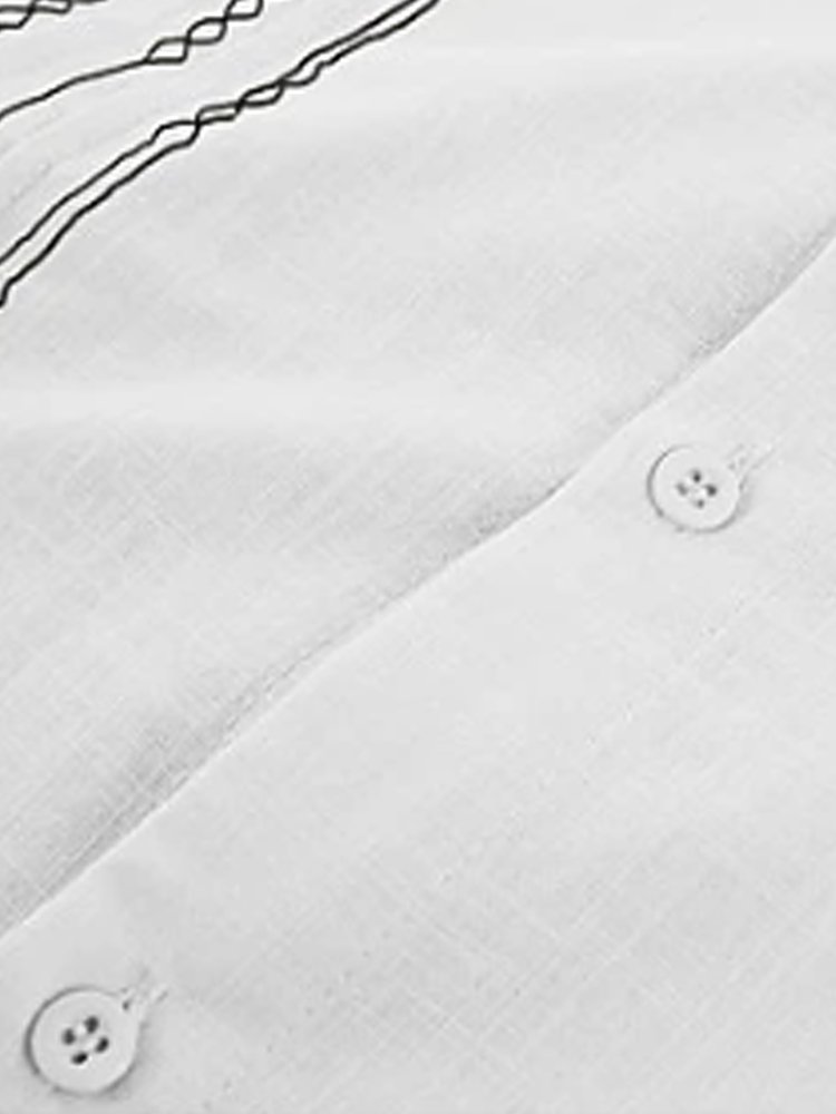 Royaura Geometric Retro Basic Print Men's Button-Up Shirt