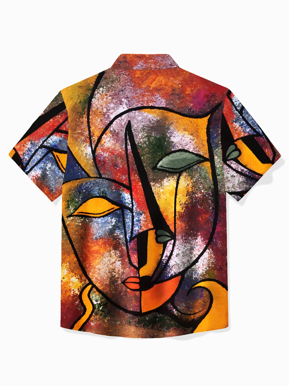 Royaura® Vintage Geometric Portrait Print Hawaiian Shirt Oversized