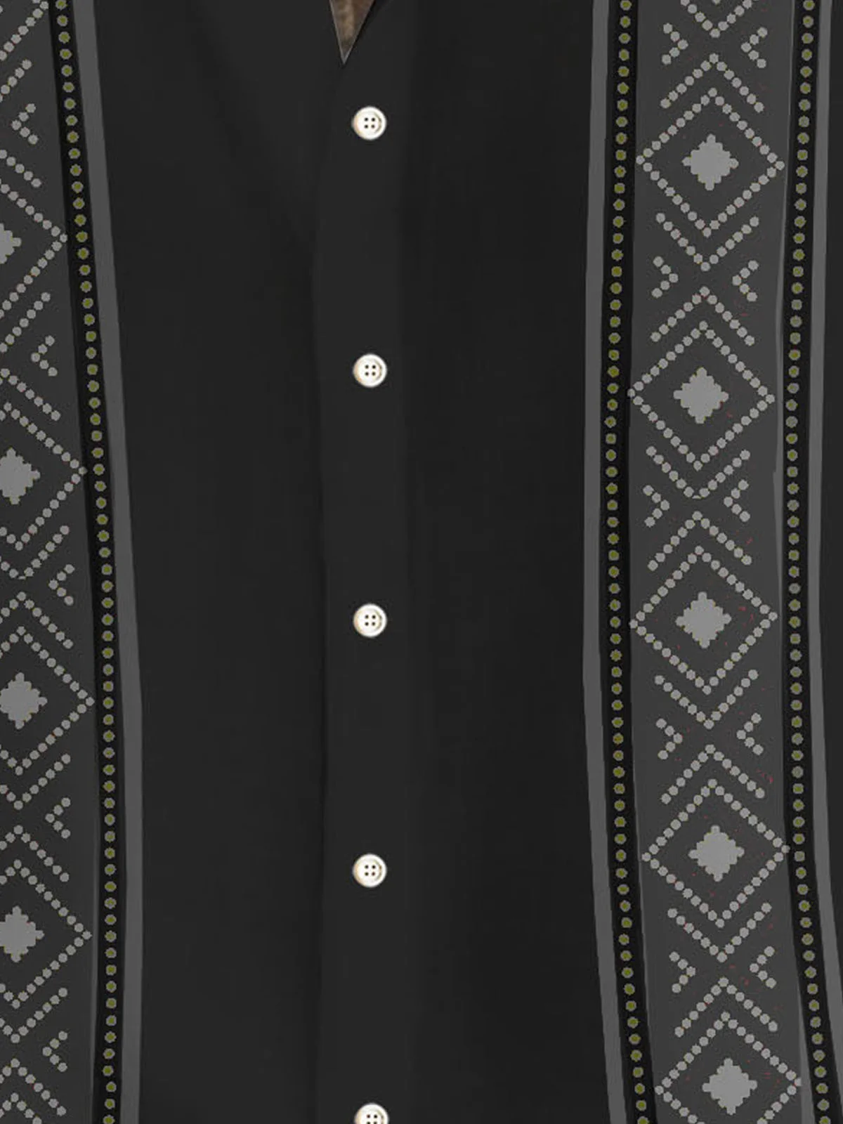 Royaura® Retro Geometric Aztec Print Men's Button Pocket Short Sleeve Shirt