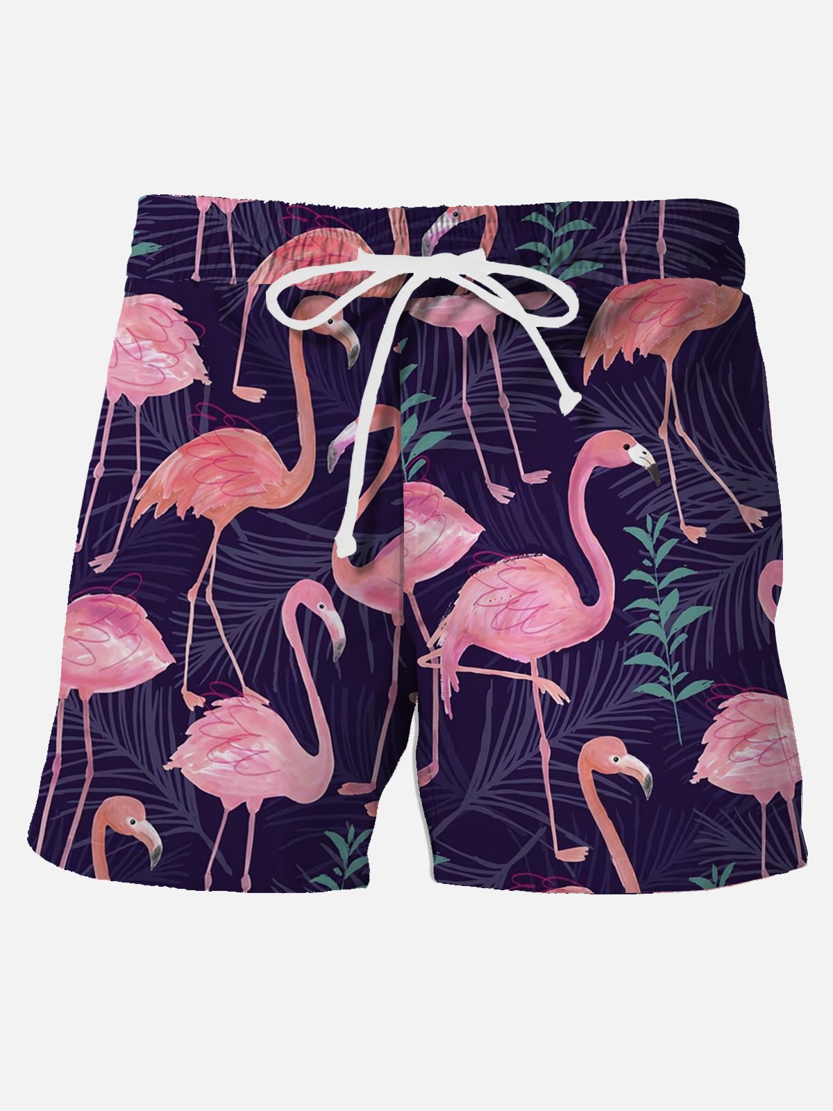 Royaura® Hawaiian Floral Flamingo Print Men's Beach Shorts