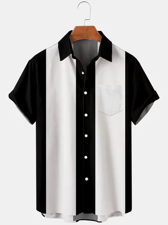 Royaura Men's Vintage 50s Style Classic Bowling Shirt