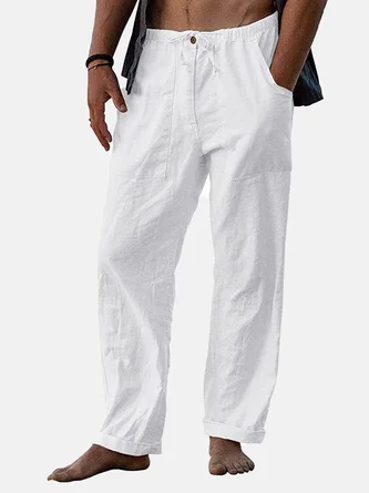 Men's Solid Linen Casual Series Pants