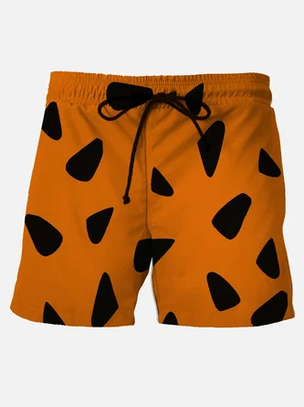 Royaura Retro Men's Nostalgic Movie Fun Hawaiian Shorts Cartoon Stretch Plus Size Art Board Shorts