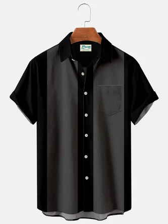 Royaura Men's Vintage 50s Style Classic Bowling Shirt