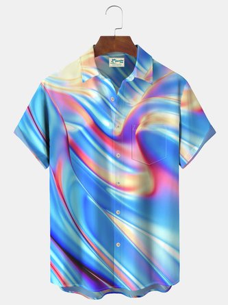 Royaura Gradient Art Print Beach Men's Hawaiian Oversized Shirt With Pocket