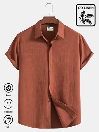 Royaura Vintage Casual Men's Cotton Linen Shirts Plus Size Solid Color Basic Camp Shirts