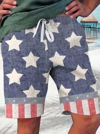 Royaura Vintage American Flag Independence Day 4th July Print Hawaiian Men's Beach Shorts Swim Trunks