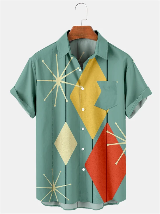 Men's Fashion Casual Geometry Striped Hawaiian Shirts & Tops