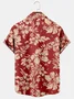 Holiday Style Hawaiian Series Plant Flower Leaf Element Lapel Short-Sleeved Shirt