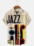 Men's Vintage Casual Shirts Beach Holiday Jazz Musical Instrument Wrinkle Free Tops