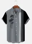 Royaura Men's Vintage Casual Breathable Shirts Plus Size Palm Tree Print Short Sleeve Shirts