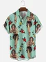 Men's Ethnic Hula Pinup Print Short Sleeve Hawaiian Shirt