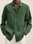 Royaura Men's Casual Basic Solid Color Long Sleeve Cotton Linen Shirts & Tops