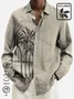 Natural Fiber Holiday Casual Long Sleeve Shirts Palm Tree Car Beach Plus Size Breathable Tops