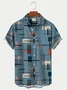 Royaura Men's Vintage Geometric Pattern Printed Hawaiian Shirt Breathable Plus Size Shirt