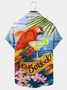 Royaura Holiday Beach Men's Hawaiian Shirt Parrot Cocktail Oil Painting Art Stretch Quick Dry Plus Size Aloha Shirt