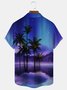 Royaura Aurora Gradient Coconut Tree Men's Hawaiian Art Shirts Beach Stretch Oversized Button Aloha Shirts