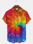 Royaura Ombre Tie Dye Hippie Peace and Love Graphic Men's Vacation Beach Hawaiian Big & Tall Aloha Wrinkle-Free Shirt